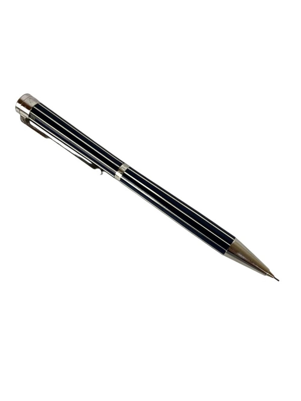 Tourneau Sterling Silver Navy Blue Pinstripe Mechanical Pencil .7 mm Germany